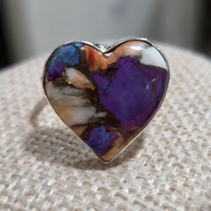 Heart-Shaped Multicolor Turquoise Stone Ring